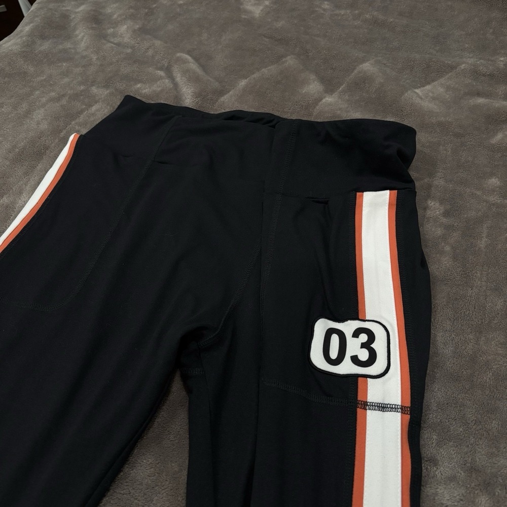 Harley-Davidson #03 Black Orange Racing Stripe Performance Leggings Women's 2X